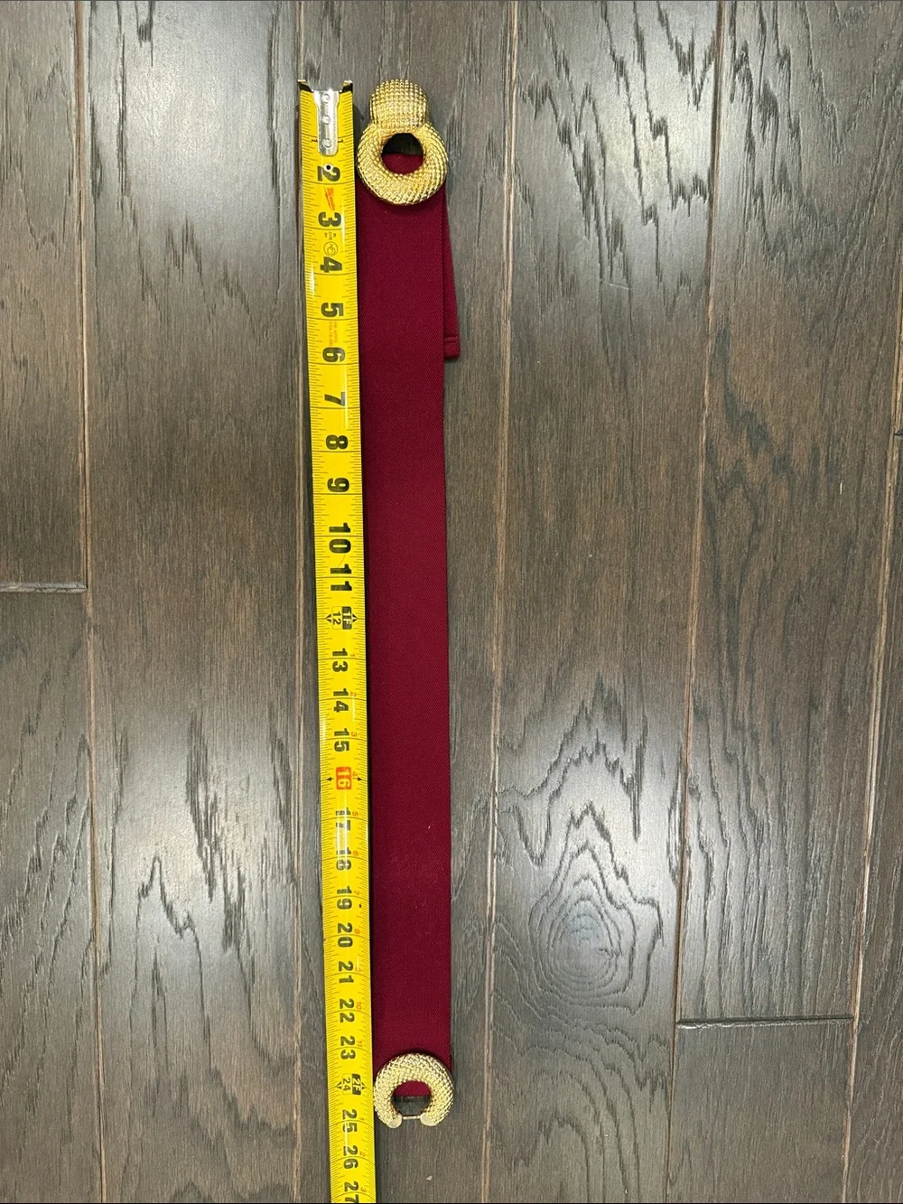 Vintage Retro Red Elastic Wide Waist Belt Textured Gold Interlock Buckle